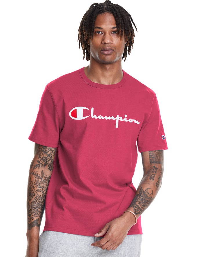 Champion Mens T-Shirt NZ - Heritage Vintage Logo Red ( 6384-COQYX )